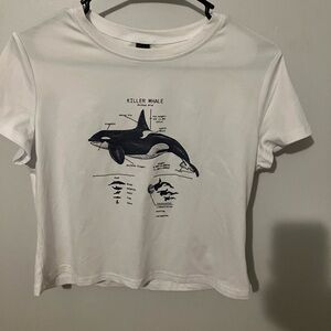 SHEIN-  Killer whale white tee never worn.